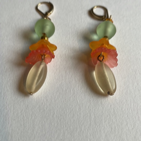 Handmade Jewelry Luminous Blooms Artisan Earrings New & Upcycled Beads - Picture 3 of 5